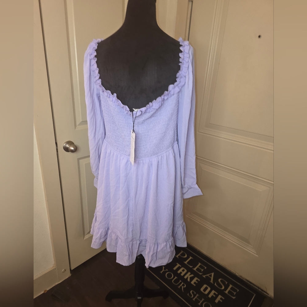 Lilac Mini Dress with Ruffle Trim - Picture 3 of 5